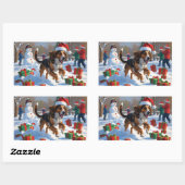 Afghan Hound Kerstfeest Sneeuwscène Rechthoekige Sticker (Vel)