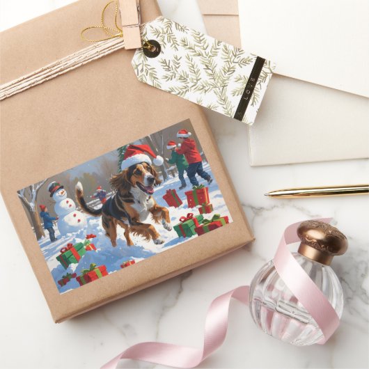 Afghan Hound Kerstfeest Sneeuwscène Rechthoekige Sticker (Geschenken)