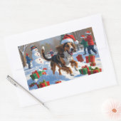 Afghan Hound Kerstfeest Sneeuwscène Rechthoekige Sticker (Envelop)