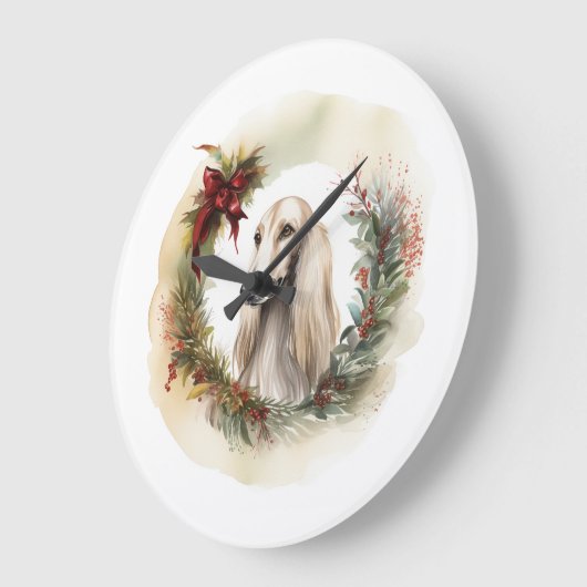 Afghan Hound Kerstkrans Feestelijke Pup Grote Klok (Hoek)