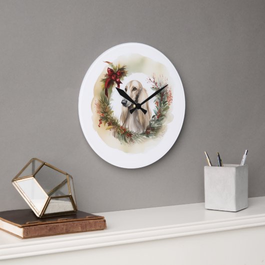 Afghan Hound Kerstkrans Feestelijke Pup Grote Klok