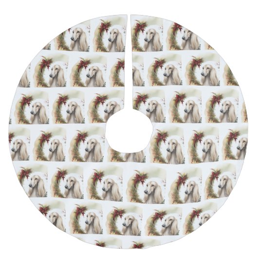 Afghan Hound Kerstkrans Feestelijke Pup Kerstboom Rok (Voorkant)