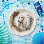 Afghan Hound Kerstkrans Feestelijke Pup Papieren Bordje (Feest)