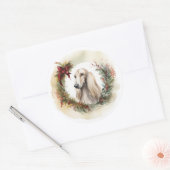 Afghan Hound Kerstkrans Feestelijke Pup Ronde Sticker (Envelop)