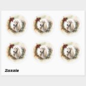 Afghan Hound Kerstkrans Feestelijke Pup Ronde Sticker (Vel)
