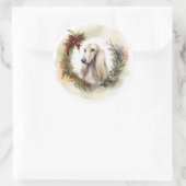Afghan Hound Kerstkrans Feestelijke Pup Ronde Sticker (Tas)