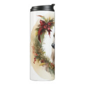 Afghan Hound Kerstkrans Feestelijke Pup Thermosbeker (Gedraaid links)