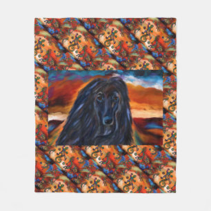 Afghan Hound Kokopelli Art Painting Fleece Deken