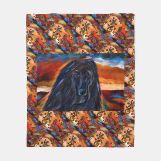 Afghan Hound Kokopelli Art Painting Fleece Deken (Voorkant)