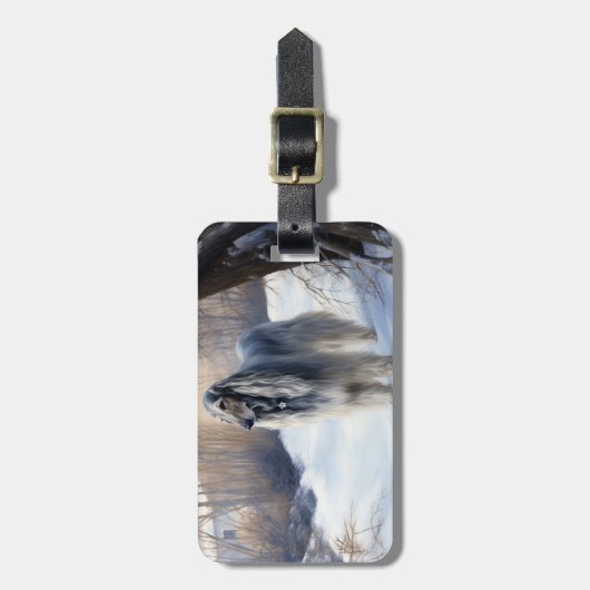 Afghan Hound Laat Het Sneeuw Kerstmis Bagagelabel (Voorkant verticaal)