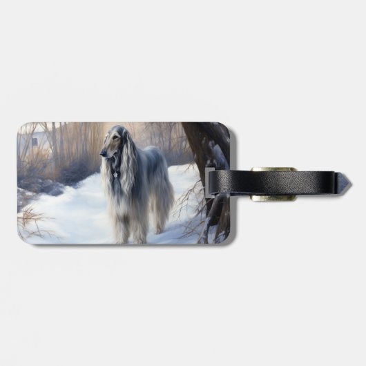 Afghan Hound Laat Het Sneeuw Kerstmis Bagagelabel (Achterkant horizontaal)