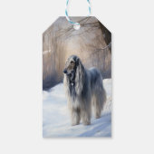 Afghan Hound Laat Het Sneeuw Kerstmis Cadeaulabel (Achterkant)