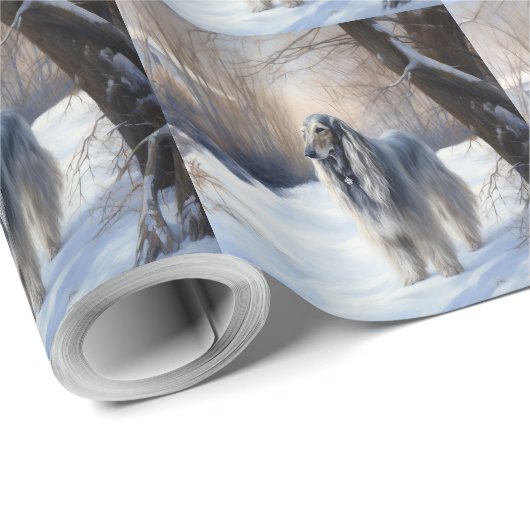 Afghan Hound Laat Het Sneeuw Kerstmis Cadeaupapier (Rol Hoek)