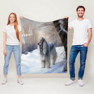 Afghan Hound Laat Het Sneeuw Kerstmis Fleece Deken