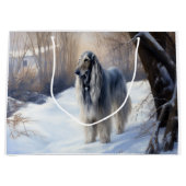 Afghan Hound Laat Het Sneeuw Kerstmis Groot Cadeauzakje (Voorkant)