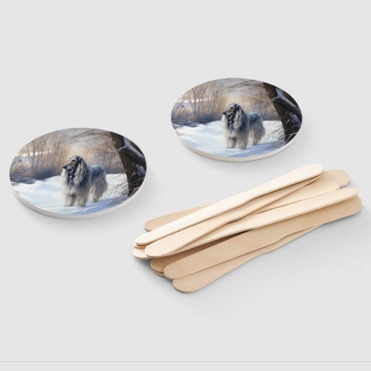 Afghan Hound Laat Het Sneeuw Kerstmis Handwaaier (Niet-gemonteerd)