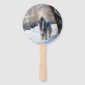 Afghan Hound Laat Het Sneeuw Kerstmis Handwaaier (Voorkant)