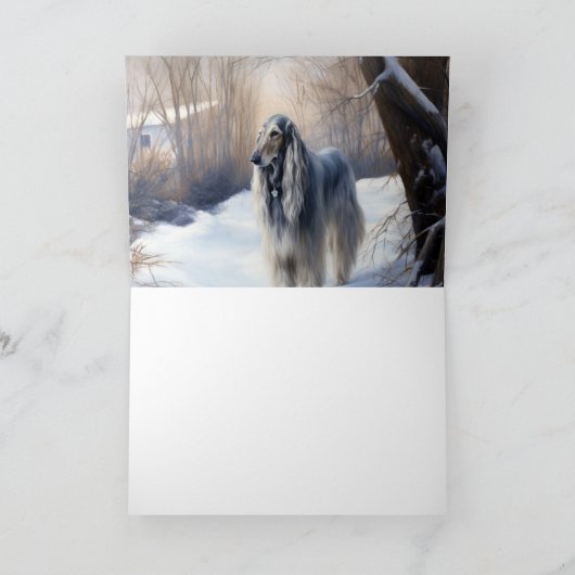 Afghan Hound Laat Het Sneeuw Kerstmis Kaart (Binnen)