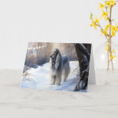 Afghan Hound Laat Het Sneeuw Kerstmis Kaart (Gele Bloem)