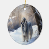 Afghan Hound Laat Het Sneeuw Kerstmis Keramisch Ornament (Links)
