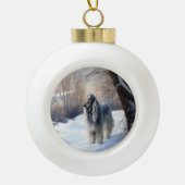 Afghan Hound Laat Het Sneeuw Kerstmis Keramische Bal Ornament (Voorkant)