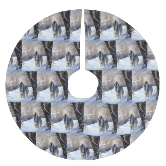 Afghan Hound Laat Het Sneeuw Kerstmis Kerstboom Rok (Voorkant)