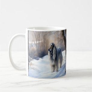 Afghan Hound Laat Het Sneeuw Kerstmis Koffiemok
