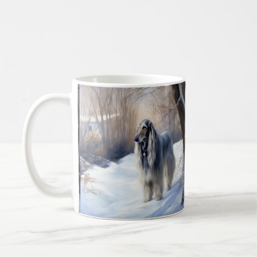 Afghan Hound Laat Het Sneeuw Kerstmis Koffiemok (Links)