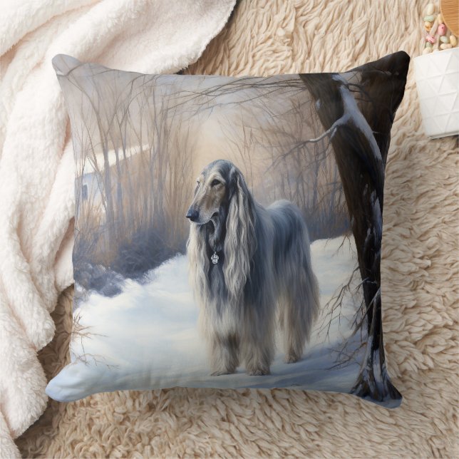 Afghan Hound Laat Het Sneeuw Kerstmis Kussen (Deken)
