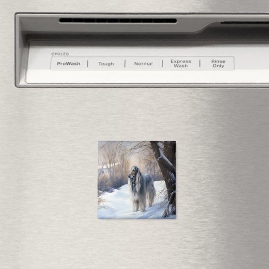 Afghan Hound Laat Het Sneeuw Kerstmis Magneet (Insitu (Vaatwasser))