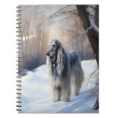 Afghan Hound Laat Het Sneeuw Kerstmis Notitieboek (Voorkant)