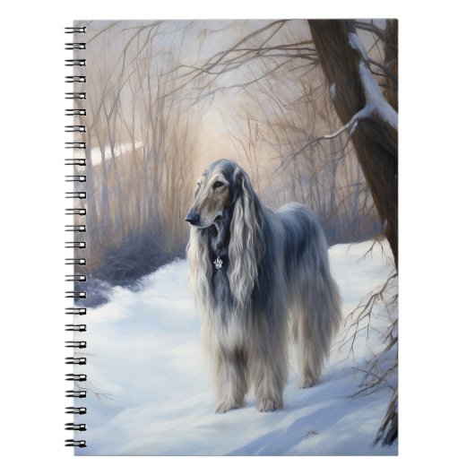 Afghan Hound Laat Het Sneeuw Kerstmis Notitieboek (Voorkant)