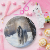 Afghan Hound Laat Het Sneeuw Kerstmis Papieren Bordje (Feest)