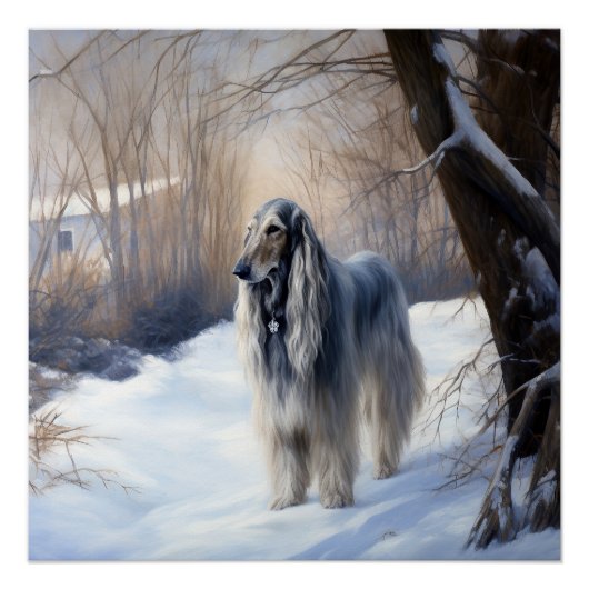 Afghan Hound Laat Het Sneeuw Kerstmis Perfect Poster (Voorkant)