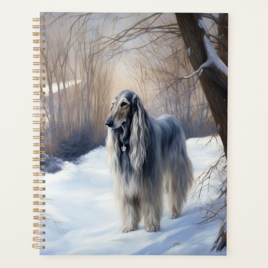 Afghan Hound Laat Het Sneeuw Kerstmis Planner (Voorkant)