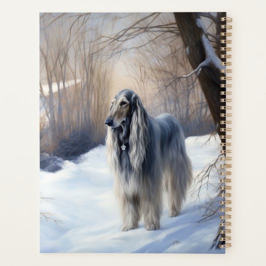 Afghan Hound Laat Het Sneeuw Kerstmis Planner (Achterkant)