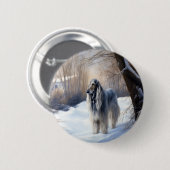 Afghan Hound Laat Het Sneeuw Kerstmis Ronde Button 5,7 Cm (Voorkant /achterkant)
