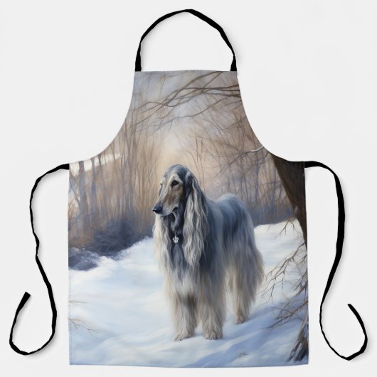 Afghan Hound Laat Het Sneeuw Kerstmis Schort (Voorkant)