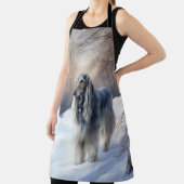 Afghan Hound Laat Het Sneeuw Kerstmis Schort (Insitu)