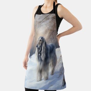 Afghan Hound Laat Het Sneeuw Kerstmis Schort