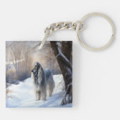 Afghan Hound Laat Het Sneeuw Kerstmis Sleutelhanger (Achterkant)