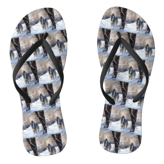 Afghan Hound Laat Het Sneeuw Kerstmis Teenslippers (Voetbed)