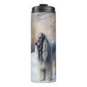 Afghan Hound Laat Het Sneeuw Kerstmis Thermosbeker (Voorkant)