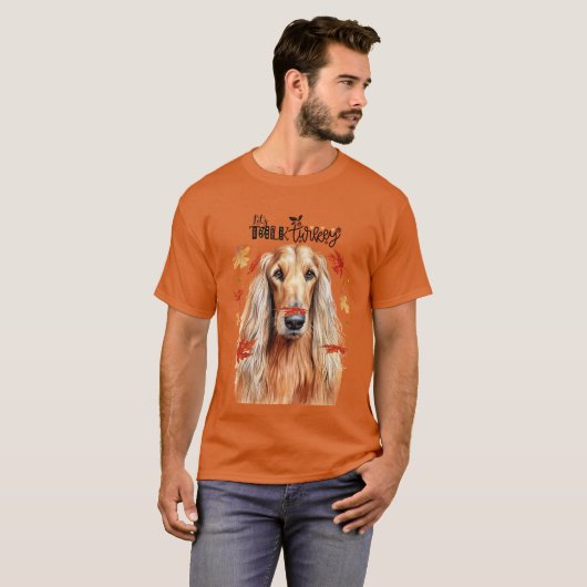 Afghan Hound Laten we praten Turkije Grappige hond T-shirt (Voorkant volledig)