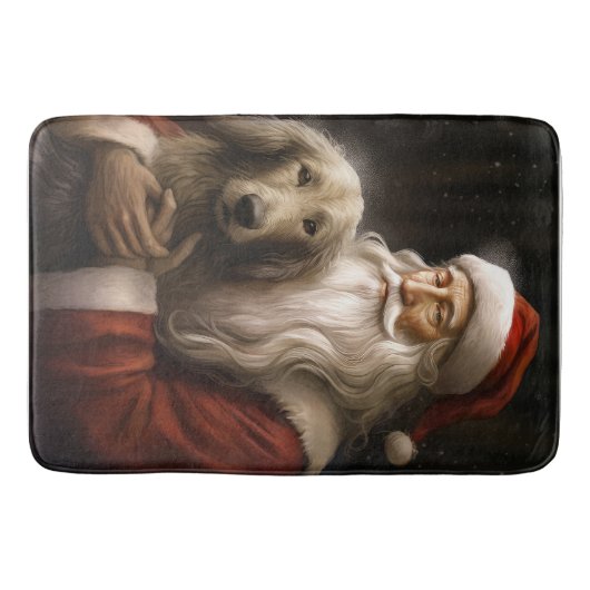 Afghan Hound met Sinterklaas Feestelijke Kerstmis Badmat (Voorkant)