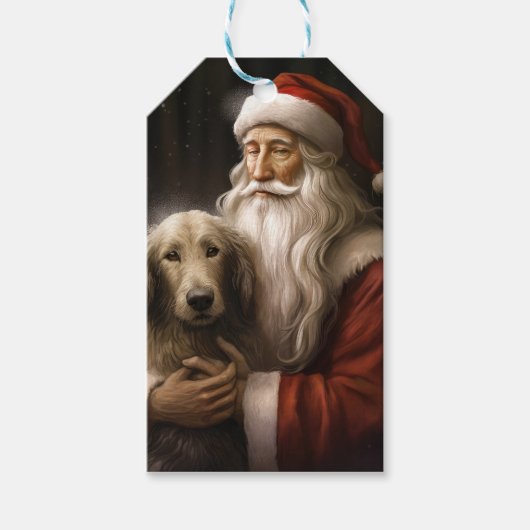 Afghan Hound met Sinterklaas Feestelijke Kerstmis Cadeaulabel (Voorkant)