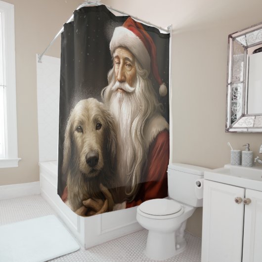 Afghan Hound met Sinterklaas Feestelijke Kerstmis Douchegordijn (In situ)