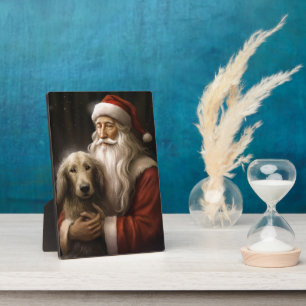 Afghan Hound met Sinterklaas Feestelijke Kerstmis Fotoplaat