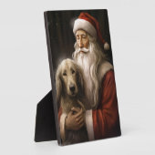 Afghan Hound met Sinterklaas Feestelijke Kerstmis Fotoplaat (Zijkant)