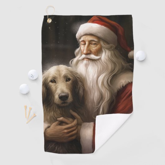 Afghan Hound met Sinterklaas Feestelijke Kerstmis Golfhanddoek (Insitu)